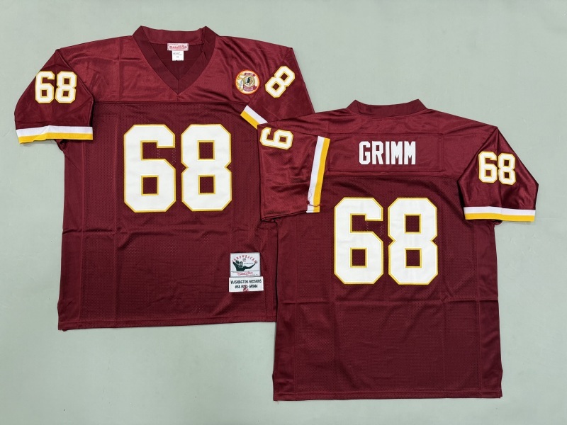 Men 2025 Washington Redskins #68 Grimm red Throwback Limited NFL Jersey style 002